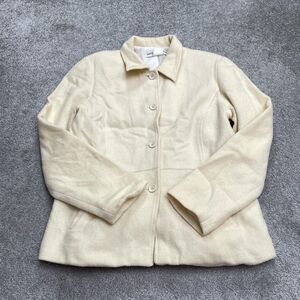 Adolfo Studio Vintage Wool Blend Blazer Jacket Womens 12 Ivory Lined Heavyweight